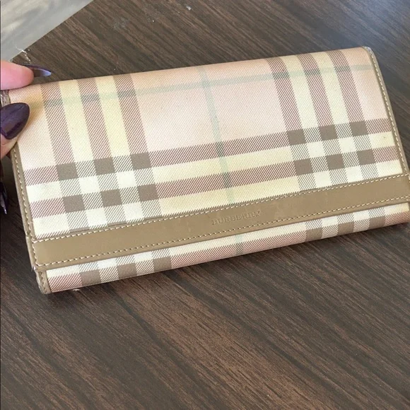 Burberry Beige and Brown Plaid Clutch